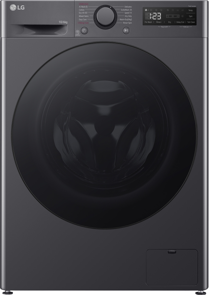 LG 10kg Wash 6kg Dry Washer Dryer - TurboWash360, Steam, 1400 RPM Spin - Slate Grey - FWY706GBTN1 FWY706GBTN1
