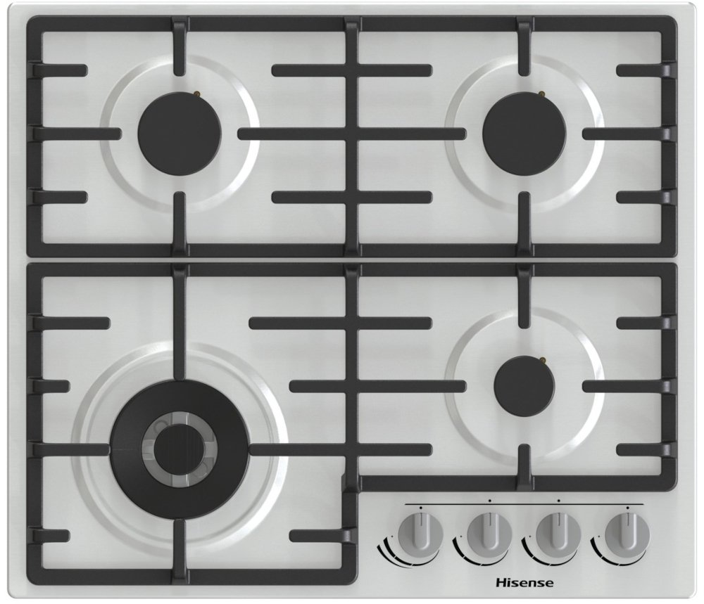 Hisense GM663XB 4 Burner Gas Hob, Stainless Steel