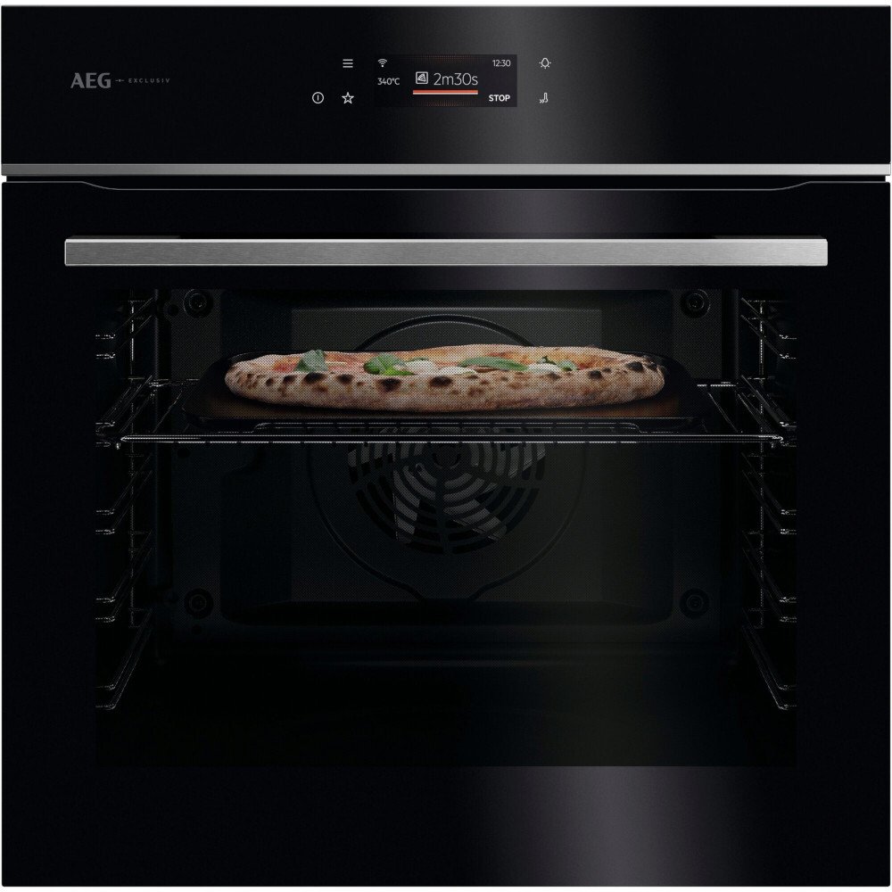 AEG GX7PB63FSB 7000 PizzaExpert Exclusiv Wi-Fi Enabled Built-In Electric Single Oven with Pyrolytic Cleaning, Black, A++ Rated
