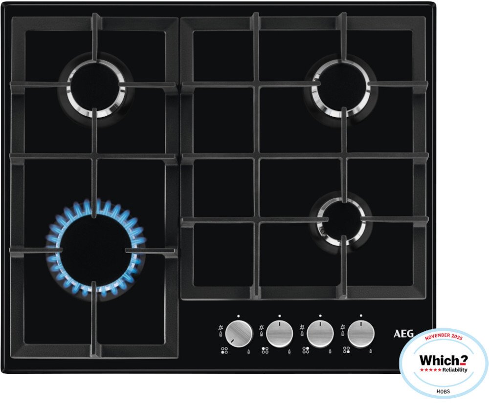 Aeg Black Hgx64200sb 3000 4 Burner Gas Hob