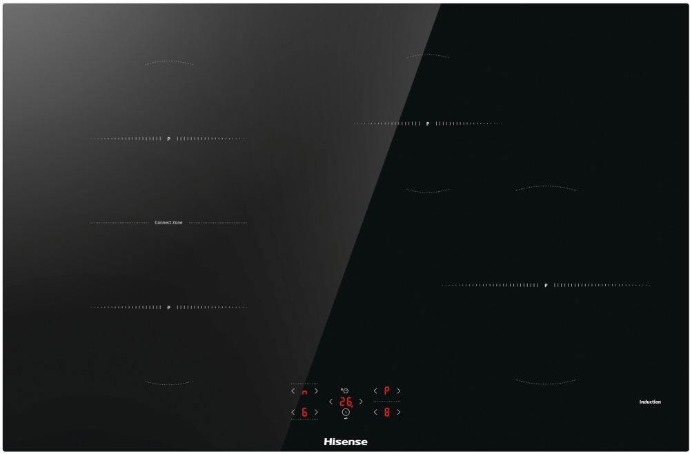 Hisense HI8421BSC 80cm 4 Zone Induction Hob - Bridge Zone - Automatic Pan Recognition - Touch Control HI8421BSC