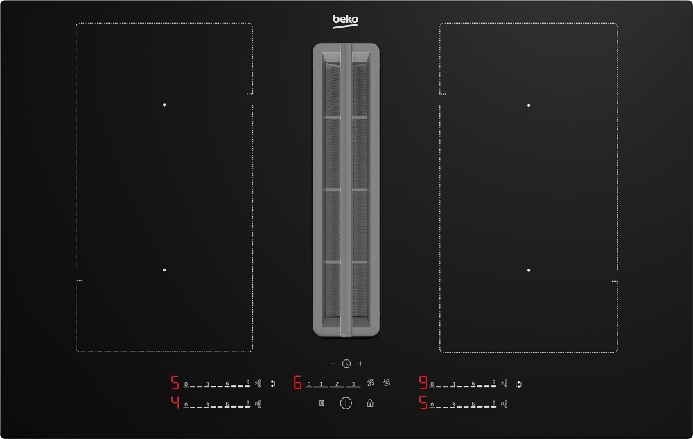 Beko HIXI84700UP 80cm Induction Hob with Integrated Vented Extractor - Black HIXI84700UP