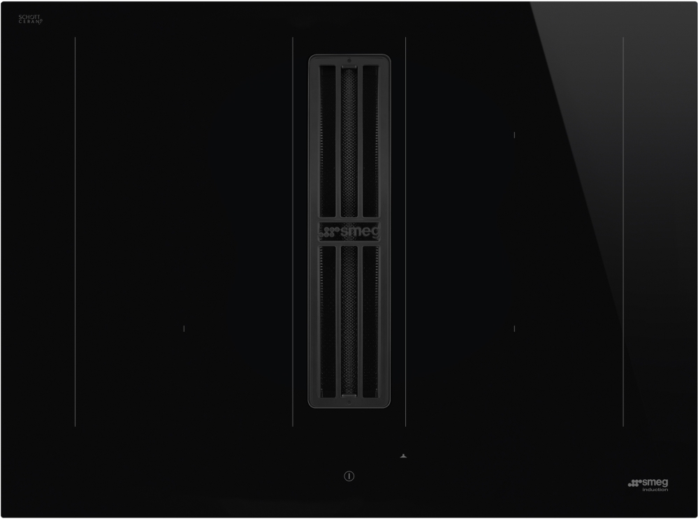 Smeg 70cm Induction Hob with Integrated Hood - Black HOBD472D2