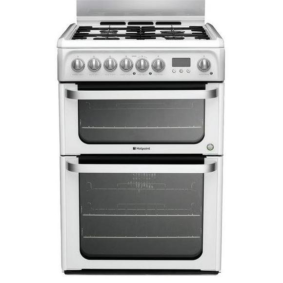 Buy Hotpoint HUD61P Dual Fuel Cooker with Double Oven White Marks
