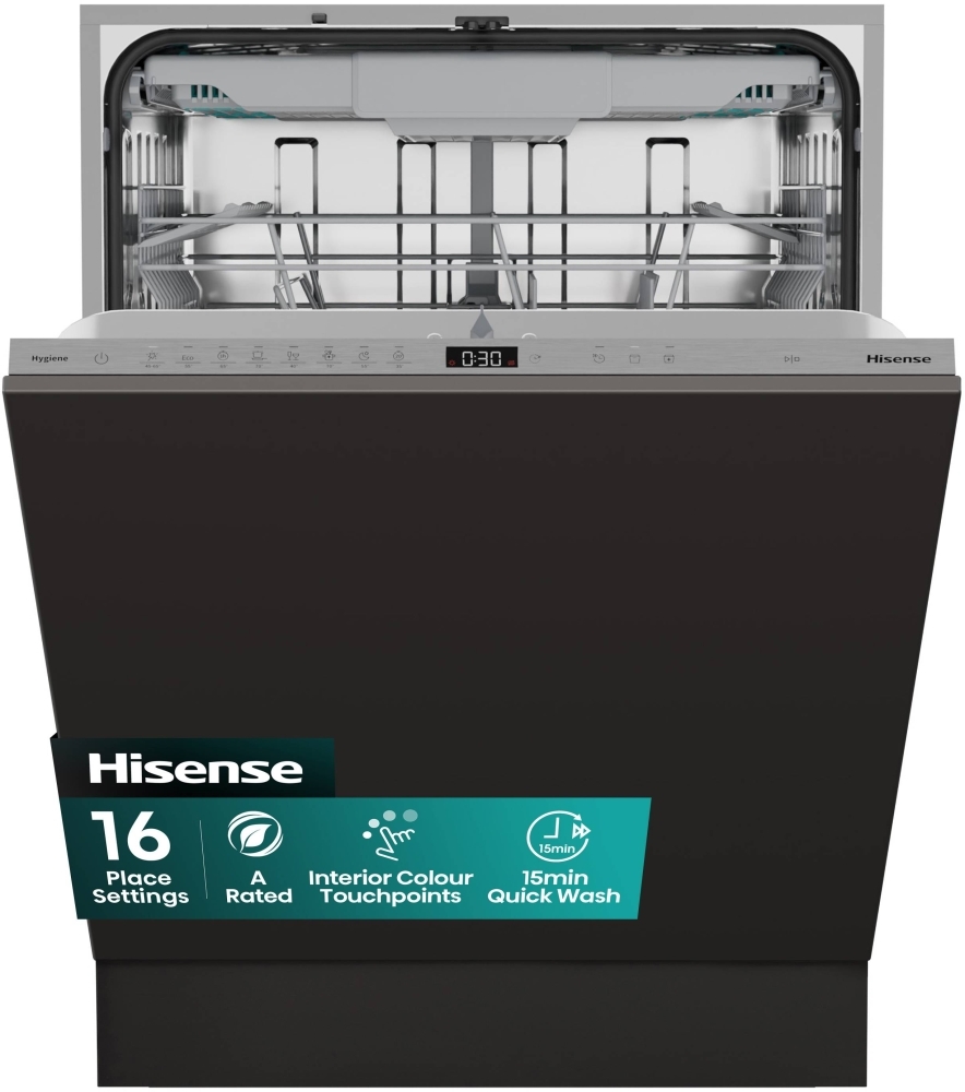 Hisense HV663A60UK Fully Integrated Dishwasher - 16 Place Settings - A Rated HV663A60UK