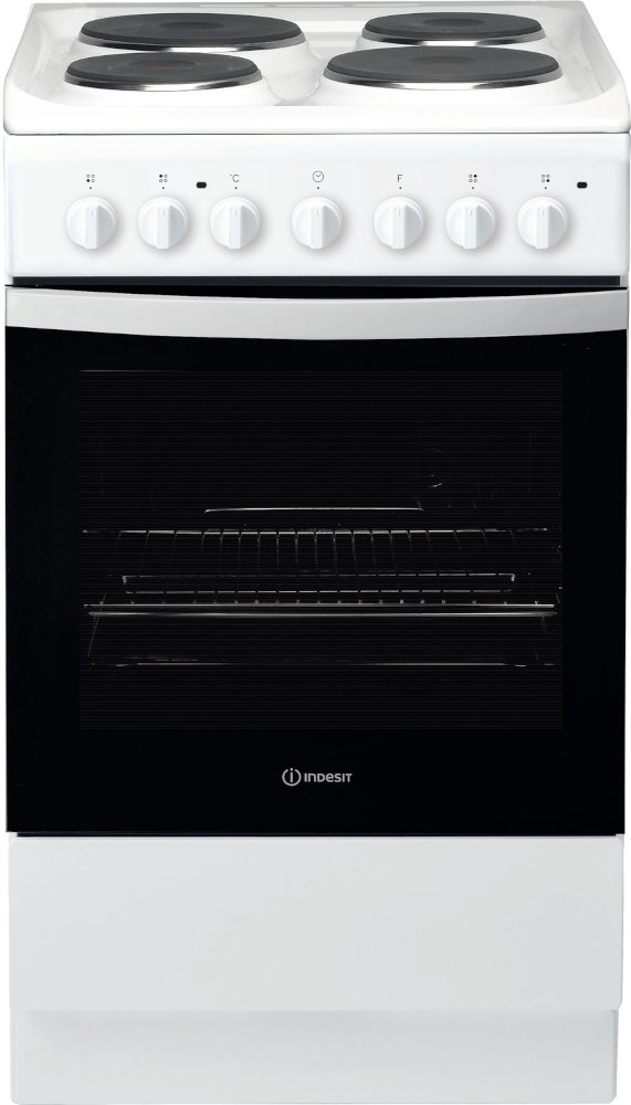 Indesit IS5E4KHW/UK Solid Plate Electric Cooker with Single Oven, White, A Rated