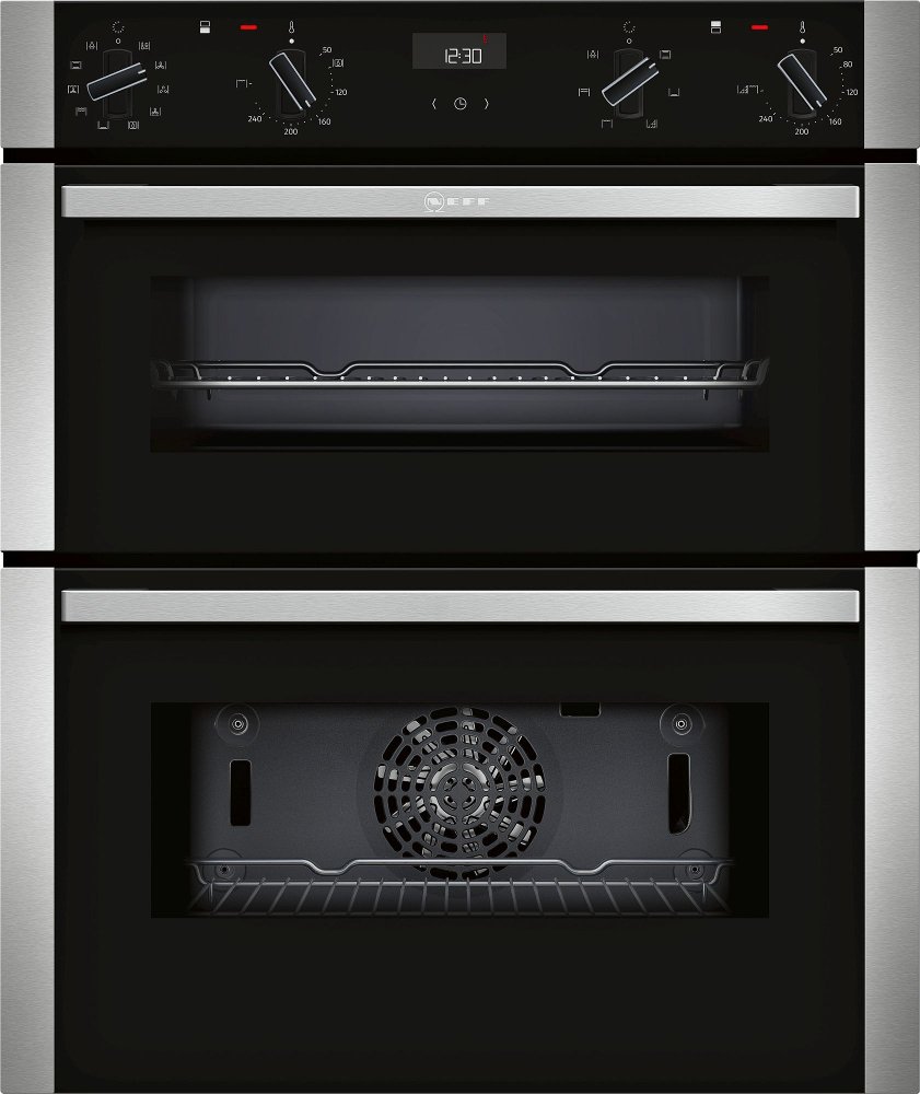 Neff J1ACE4HN0B N50 Built-Under Electric Double Oven, Stainless Steel and Black