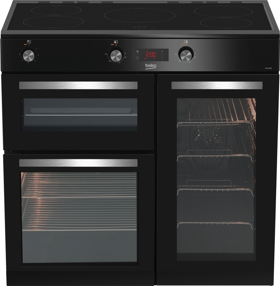 Beko KDVI90K 90cm Induction Range Cooker - 5 Zone Hob - 2 Ovens - Black KDVI90K
