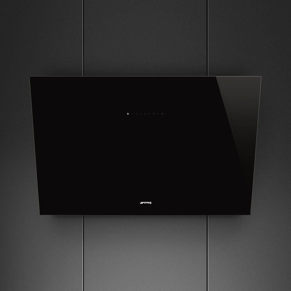 Smeg KV394N 90cm Chimney Cooker Hood - Black - Ducted/Recirculating - 493 m3/h Extraction - Touch Control KV394N