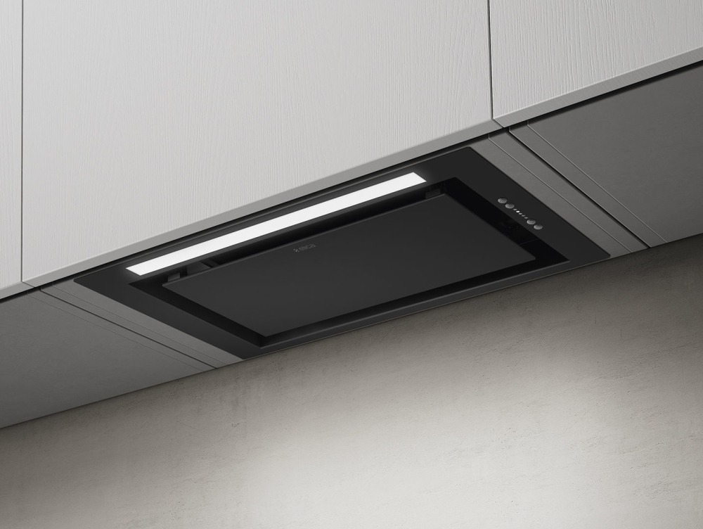 Elica LANE-60-BLK 60cm Black Canopy Cooker Hood - 550 m³/h Extraction - Ducted/Recirculating LANE-60-BLK