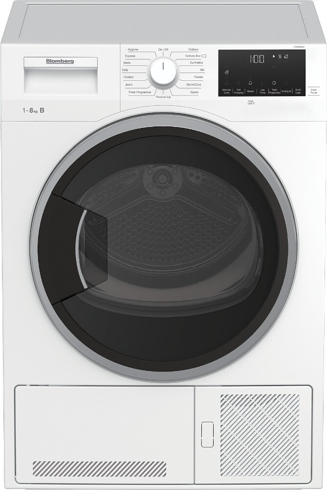 Blomberg LTK38020W Condenser Tumble Dryer, 8kg, White, B Rated