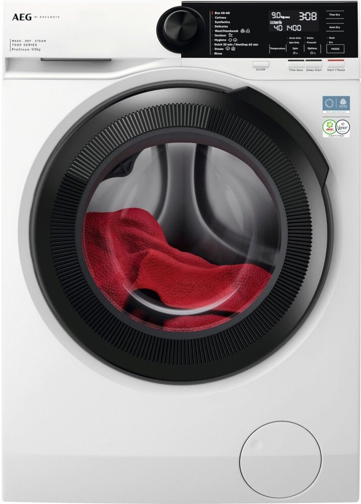 AEG LWR72956M4B Washer Dryer, 9kg/5kg, 1500 Spin, White, D Rated, Freestanding
