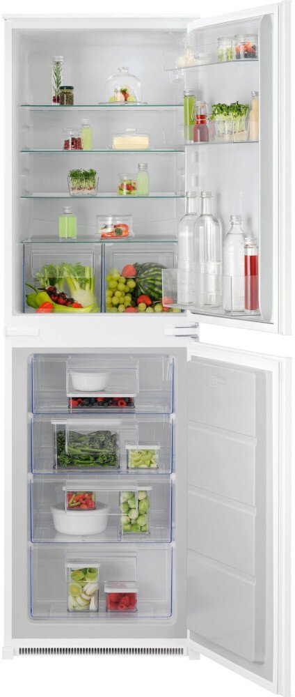 Aeg Low Frost Integrated Fridge Freezer, Sliding Hinge, 50/50, E Rated, Freestanding White Nsc6l185es Exclusiv