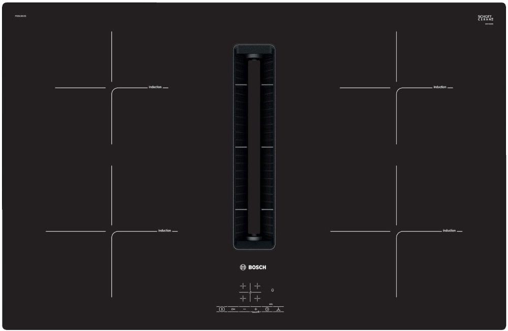 Bosch PIE811B15E Series 4 Induction Hob with Extractor, Black Frameless, B Rated