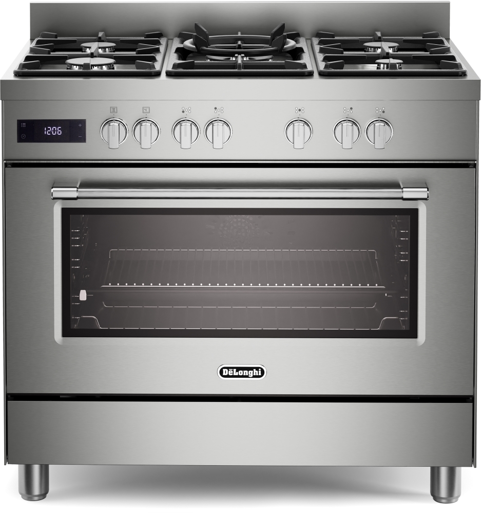 DeLonghi PRO 965 MXX 90cm Dual Fuel Gas Range Cooker Stainless Steel 5 Burners PRO 965 MXX