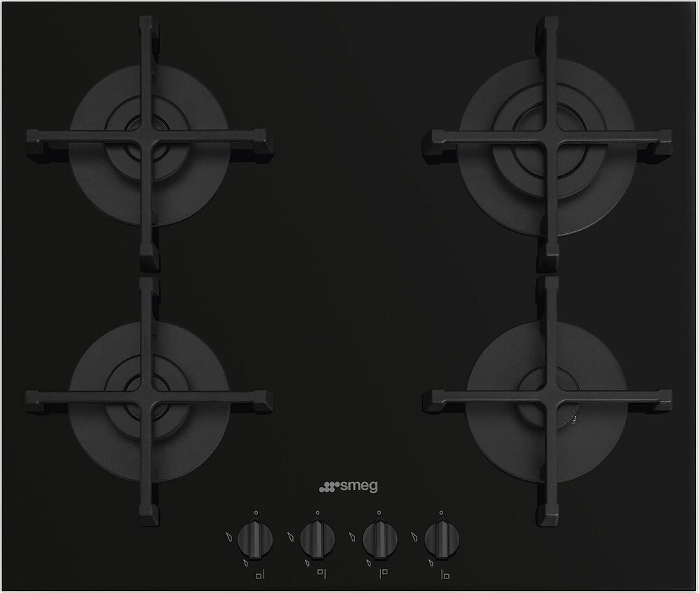 Smeg Black Pv264b 4 Burner Gas Hob