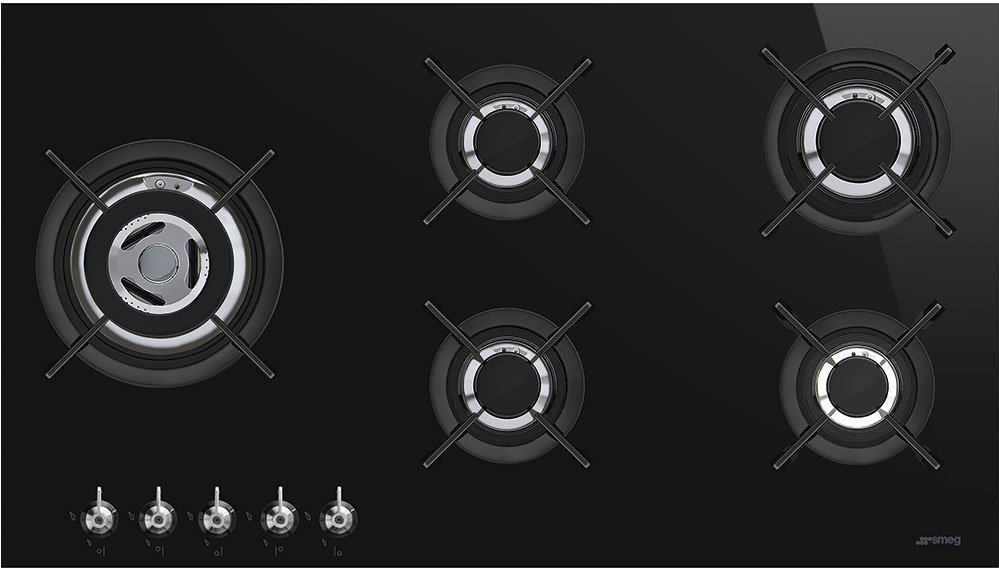 Buy Smeg Classic PV395LCN 5 Burner Gas Hob Black on Glass Marks