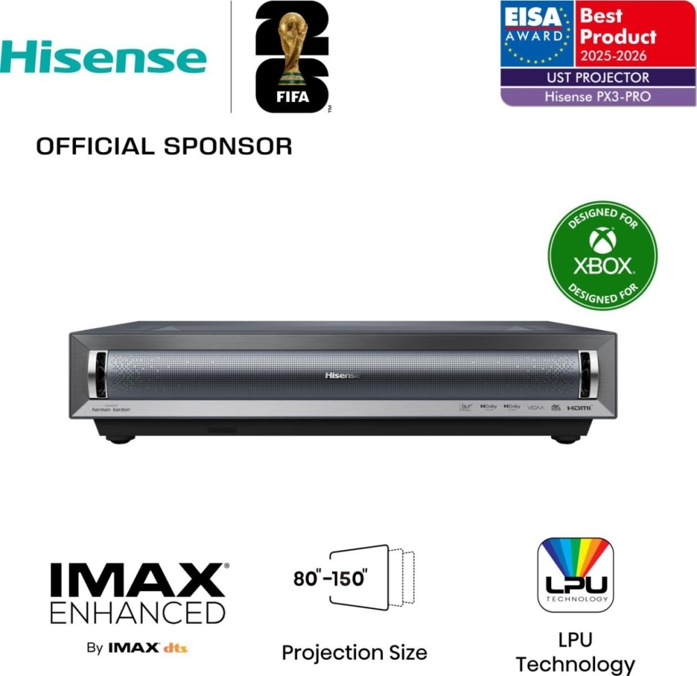 Hisense PX3-PRO 4K Smart Laser Projector - 80-150 Inch Projection Size - Light PX3-PRO
