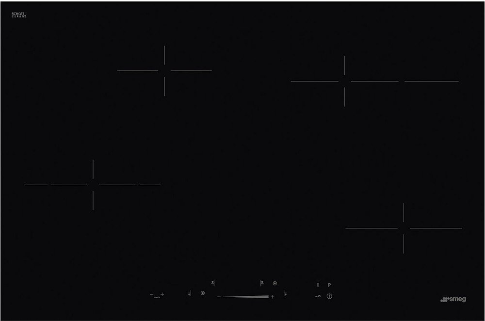 Smeg SE484EMTD Ceramic Hob - 4 Zones - 80cm Width - Touch Controls - Black SE484EMTD