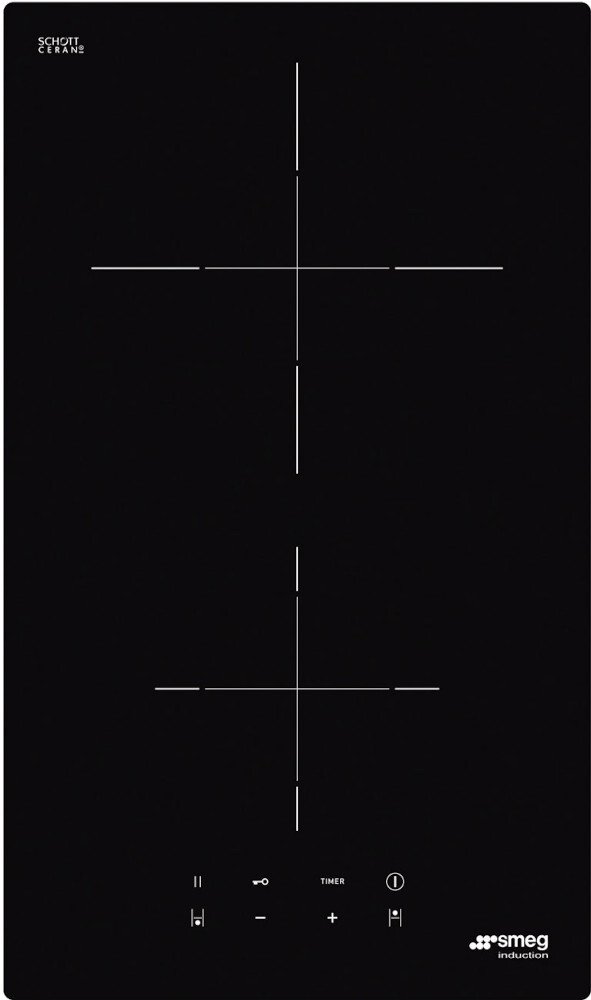Smeg SI2321D 30cm 2 Zone Induction Domino Hob - Black Glass SI2321D