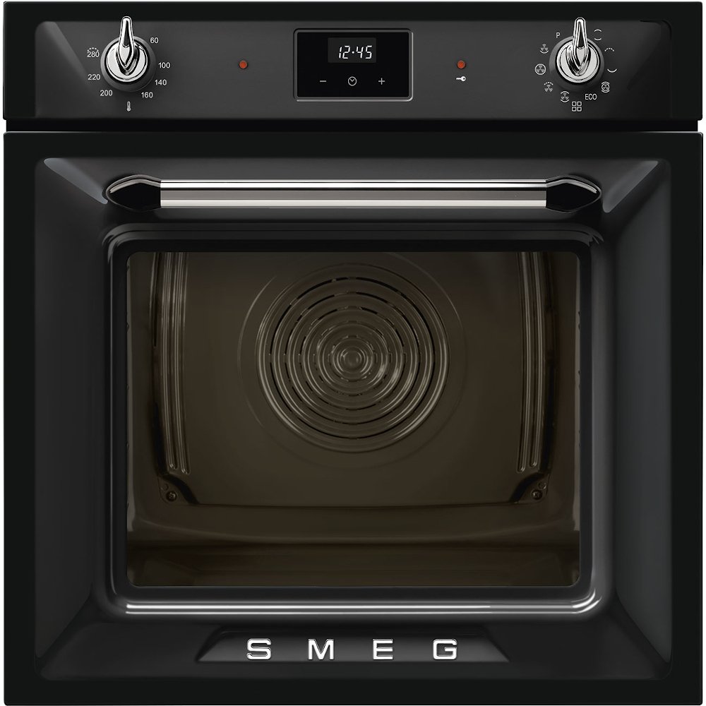 Smeg SOP6900TN Victoria Built-In Electric Single Oven - 68L Capacity - Black - Pyrolytic Cleaning - Thermo-ventilated SOP6900TN Victoria