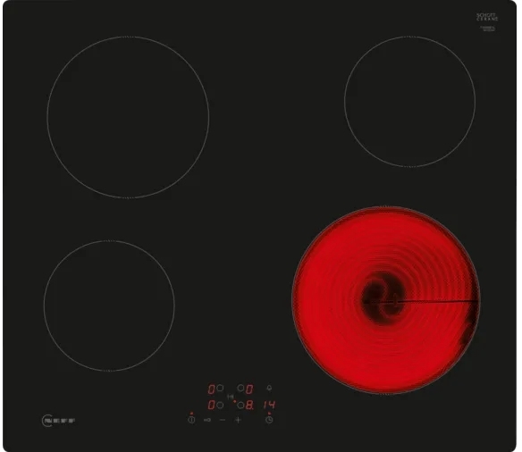 Neff T16NBE1L N50 Ceramic Hob - 4 Zone - 60cm Width - Touch Control - Black T16NBE1L N50