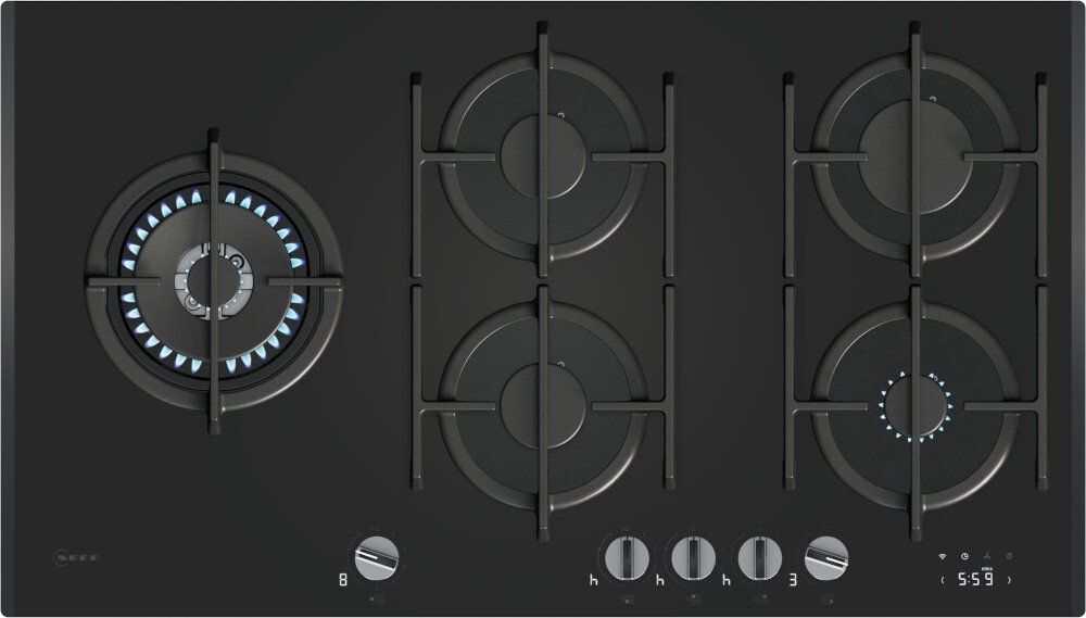 Neff T29RHS4S0 90cm Black Tempered Glass, 5 burner, LED display, 5.0kW Wok burner, Optimised FlameSe - Image 7