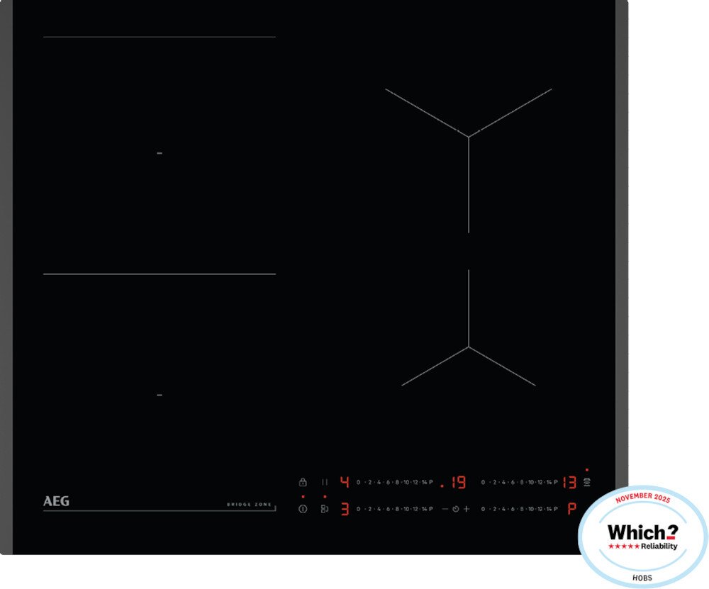 AEG TO64IB00FB Induction Hob - 4 Zone - 60cm Width - Black - Hob2Hood - Direct Touch Controls TO64IB00FB