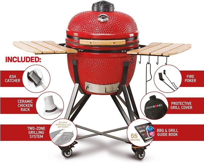 Kamado Bono Media Ceramic Grill - Red - 20 inch TQ0020RED