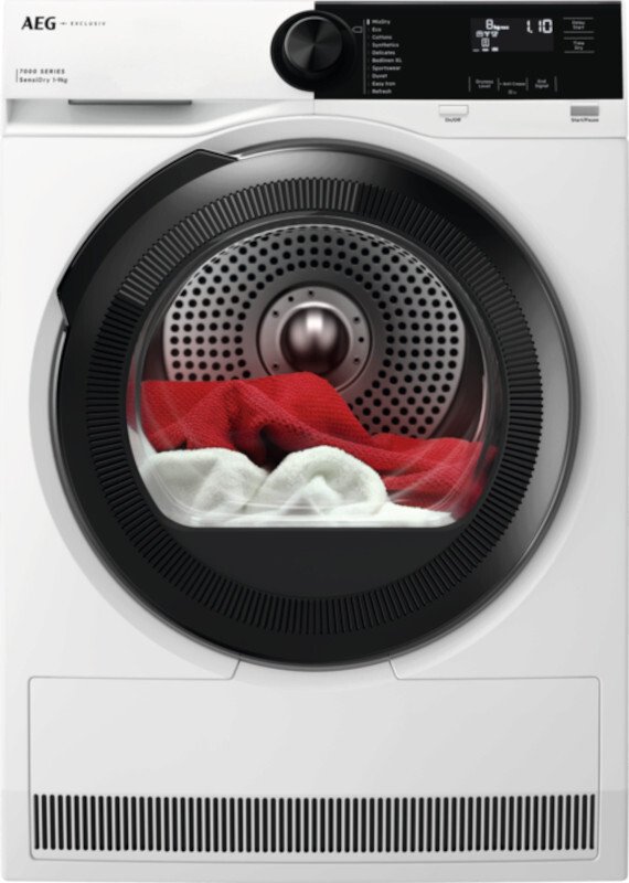 AEG TR729A4B Heat Pump Tumble Dryer, 9kg, White, A+++ Rated, Freestanding