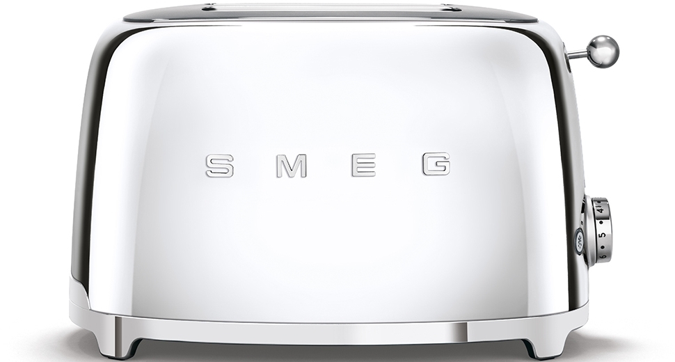 Smeg TSF01SSUK Retro 2 Slice Toaster, Chrome