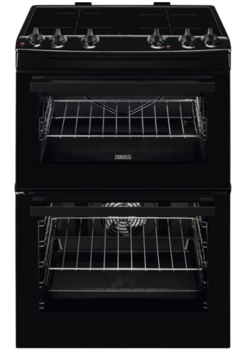 Zanussi ZCI66080BA Induction Electric Cooker with Double Oven, Black, A Rated