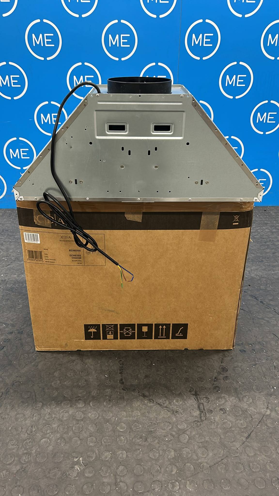 CDA ECH63SS 60cm Chimney Cooker Hood, Stainless Steel, C Rated - Damaged Item Image