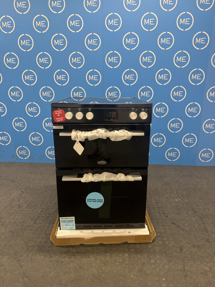 Belling FSA VISION 60E BSS Ceramic Electric Cooker with Double Oven, Black, A Rated - Damaged Item Image