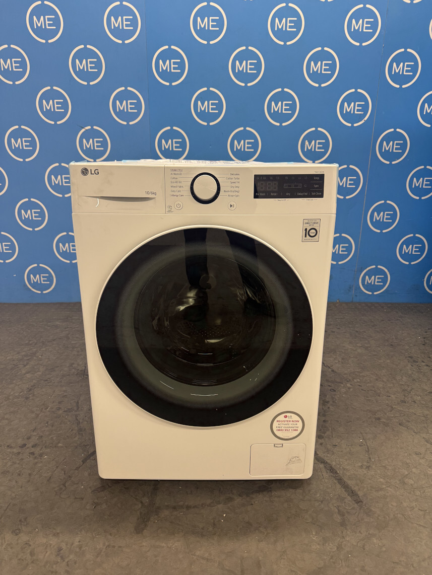 LG FWY606WWLN1 Washer Dryer, 10kg/6kg, 1400 Spin, White, D Rated - Damaged Item Image