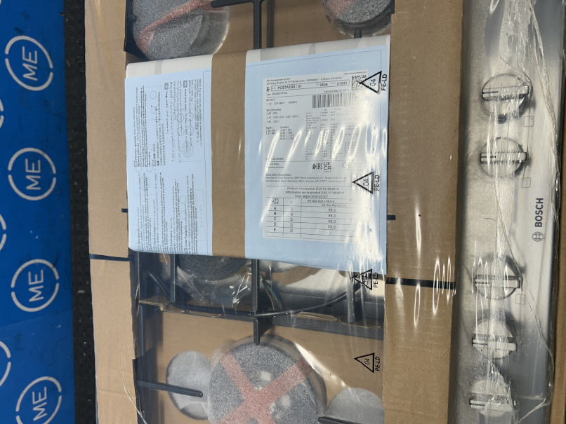 Bosch PCS7A5I90 Series 6 5 Burner Gas Hob, Stainless Steel - Damaged Item Image