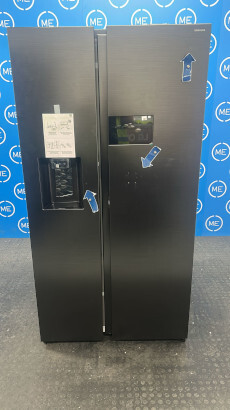 Samsung RS90F64EEFEU Series 9 Family Hub 9" SpaceMax&trade; American Fridge Freezer, Black Deep Ocean Inox Finish, E Rated,  Plumbed - Damaged Item Image