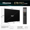 Hisense 100E78QTUK PRO 100" QLED Smart Television, 4K Ultra HD, Black, E Rated