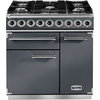 Falcon 900 Deluxe Slate Brushed Chrome 90cm Dual Fuel Range Cooker, Grey, A Rated