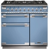 Rangemaster ELS90DFFCA 90cm Dual Fuel Range Cooker Elise China Blue / Brushed Nickel, A Rated