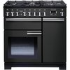 Rangemaster PDL90DFFCB/C 90cm Dual Fuel Range Cooker Professional Deluxe Charcoal Black / Chrome, A Rated