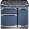 Rangemaster ELS90DFFSB 90cm Dual Fuel Range Cooker Elise Stone Blue / Brushed Nickel, A Rated