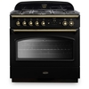 Rangemaster CLAS90FXDFFBL/B 90cm Dual Fuel Range Cooker Classic FX Black / Brass, A Rated