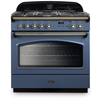 Rangemaster CLAS90FXDFFSB/B 90cm Dual Fuel Range Cooker Classic FX Stone Blue / Brass, A Rated