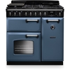 Rangemaster CLDL90DFPSTB/CM1 90cm Dual Fuel Range Cooker Classic Deluxe Stone Blue / Chrome, A Rated