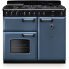 Rangemaster CLDL100DFPSTB/CM1 100cm Dual Fuel Range Cooker Classic Deluxe Stone Blue / Chrome, A Rated