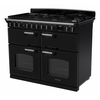 Rangemaster CLDLB110DFPGBL/CM1 110cm Dual Fuel Range Cooker Classic Deluxe Gloss Black / Chrome, A Rated