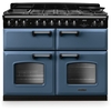 Rangemaster CLDLB110DFPSTB/CM1 110cm Dual Fuel Range Cooker Classic Deluxe Stone Blue / Chrome, A Rated