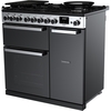 Rangemaster EDDL90DFGBLK/CM1 90cm Dual Fuel Range Cooker Edge Deluxe Black Glass / Chrome, A Rated