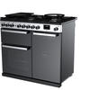 Rangemaster EDDL100DFGBLK/CM1 100cm Dual Fuel Range Cooker Edge Deluxe Black Glass / Chrome, A Rated
